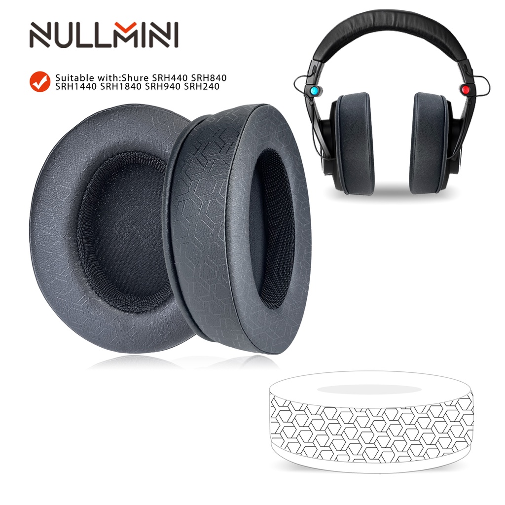 Nullmini แผ่นเจลครอบหูฟัง แบบเปลี่ยน สําหรับ Shure SRH440 SRH840 SRH1440 SRH1840 SRH940 SRH240