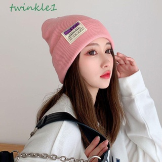 Twinkle1 ผู้หญิง ผู้ชาย หมวกถัก สีพื้น สตรีท ยืดหยุ่น นุ่ม ฮิปฮอป ฤดูใบไม้ร่วง ฤดูหนาว หมวก