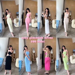 พร้อมส่ง | sosy dress เดรสยาวสายเดี่ยวเว้าเอว ผูกเชือกหลัง🍷