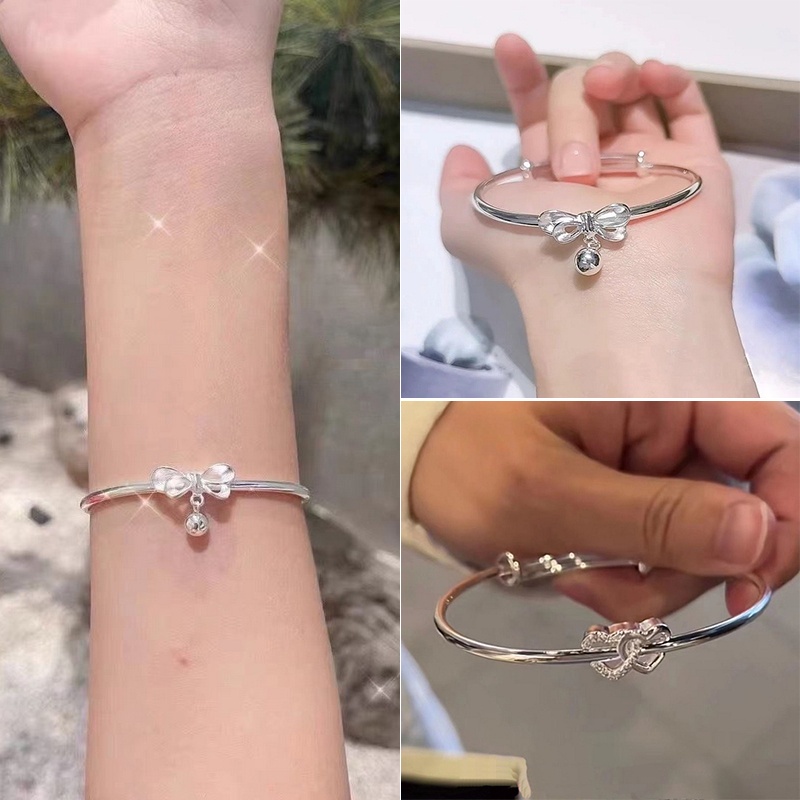 Tiktok สร้อยข้อมือ ประดับโบว์น่ารัก ปรับได้