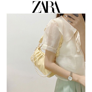 ZARA niche ออกแบบกระเป๋าใบเล็กผู้หญิงกระเป๋า 2022 ใหม่อินเทรนด์กระเป๋าสะพายฤดูร้อนโซ่จีบไหล่ใต้วงแขนกระเป๋า