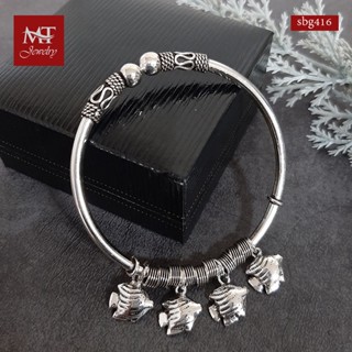 MT กำไลข้อมือเงินแท้ ตุ้งติ้ง รูปปลา สไตล์บาหลี ข้อมือ 17, 18 ซม. Solid 925 Sterling Silver Bangle (sbg416) MT Jewelry มณีธารา