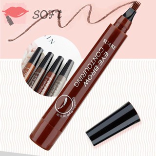 SOFTNESS Eye Eyebrow Pen Professional Quick Drying Makeup Beauty Women Waterproof Four-head Bifurcated Long Lasting/Multicolor