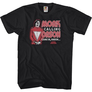 Calling Orson Mork and Mindy T-Shirt เสื้อยืดเปล่า เสื้อวินเทจชาย เสื้อผ้าแฟชั่น เสื้อยืด