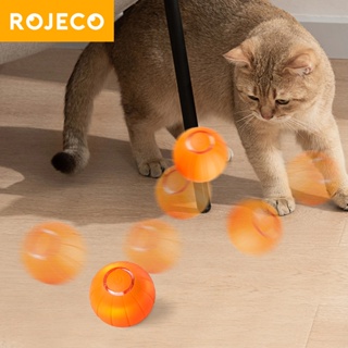Rojeco ของเล่นแมวอัจฉริยะ แบบโต้ตอบอัตโนมัติ ลูกบอลกระเด้ง ลูกบอลแมว สัตว์เลี้ยง ลูกบอลกลิ้งอัจฉริยะ สําหรับแมว LED ของเล่นแมว ในร่ม เคลื่อนที่เอง