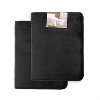 Clara Clark : CRCBM-BLK* พรมเช็ดเท้า Memory Foam Bathrug Black 2pk. 17x24  Inch