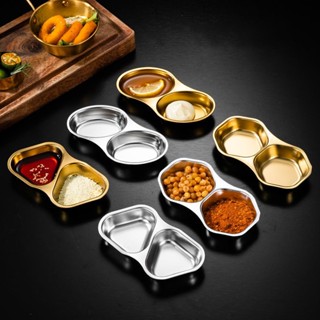 【AG】Sauce Dish Stackable Easy to Clean Stainless Steel Hexagon Triangle Oval Shaped Seasoning