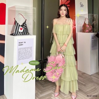 พร้อมส่ง‼️FLAT2112 รุ่น MADAME SAVI DRESS เดรสยาว เดรสออกงาน เดรสระบาย เดรสฟรีไซส์