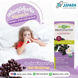 Organic Sambucus for Kids,Bio-Certified Elderberry Natural Syrup,4 fl oz (120 ml)