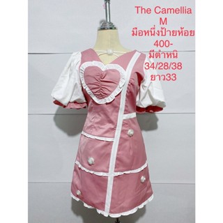 เดรสสั้น สีชมพู (มีตำหนิ) THE CAMELLIA SIZE M มือหนึ่งป้ายห้อย