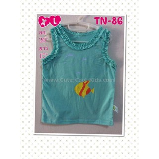 TNG-086 เสื้อแขนกุดเด็กผู้หญิง สีฟ้า ลายปลา