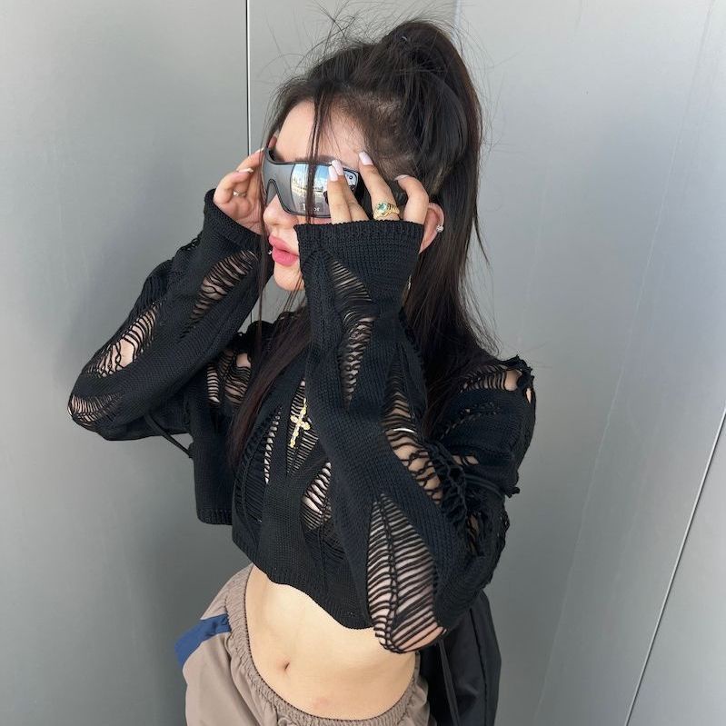 Suhao KKSHOP เสื้อกันหนาวหลุมมุมมองเซ็กซี่สาวร้อนเสื้อสวมหัวเสื้อกลวง