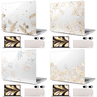 【5 In 1】เคส แบบแข็ง ลายดอกไม้ คริสตัล สําหรับ MacBook Pro Air M2 M1 A2681 A2338 M1 Air13 A2337 A2179 A1932 A1466 Pro14 A2442 Pro13 A2251 A1989