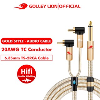 GOLLEY LION Professional Audio Cable 6.5mm 1/4 Inch TS to 2 RCA for Turntables Keyboards Mixer Speakers Countless