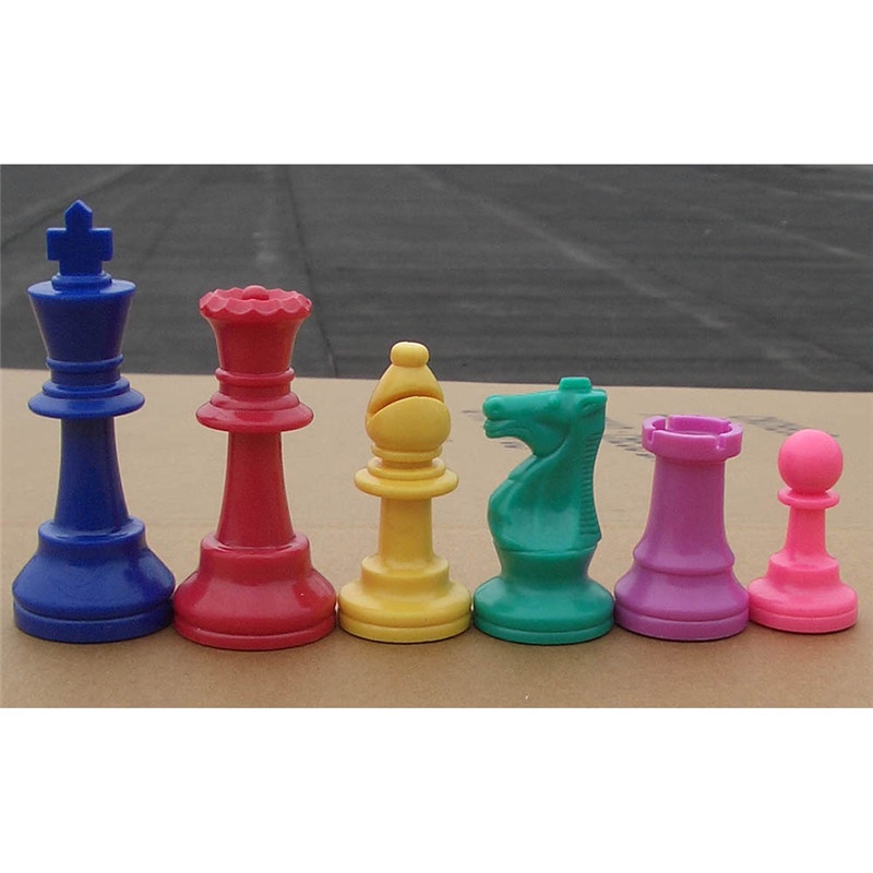 Colorful Plastic Chess Pieces 17Pcs Chess Half Set King Height 97 mm Chess Game Standard Medieval Chessmen for Travel Ga