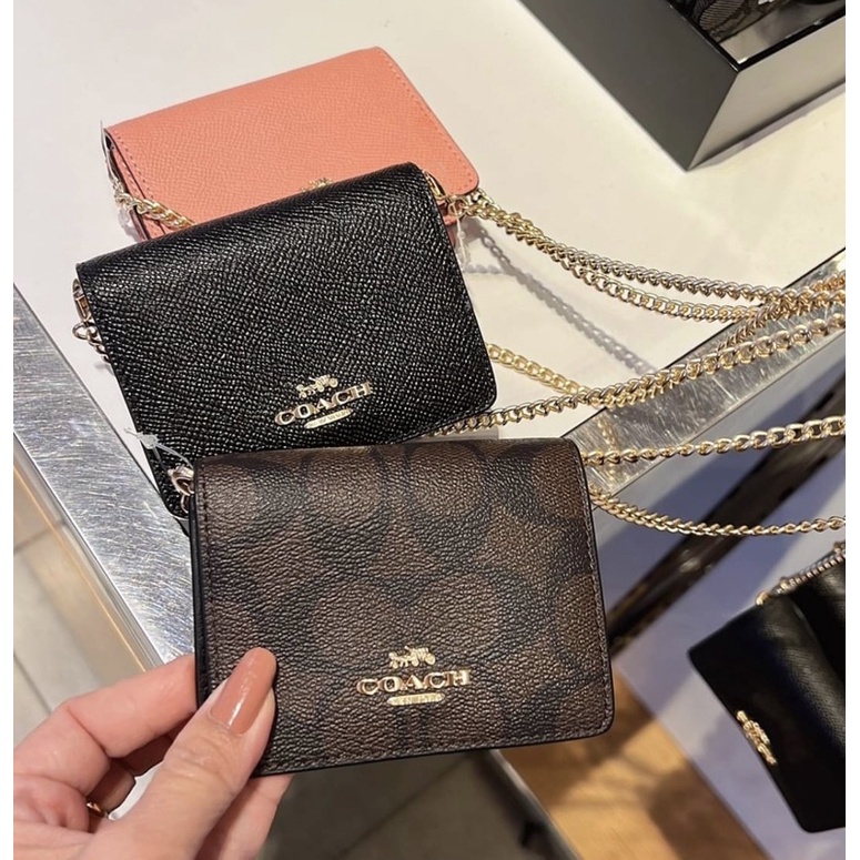 ของแท้100%พร้อมส่งที่ไทย Coach Mini Wallet On A Chain /6650/C0059/c7361