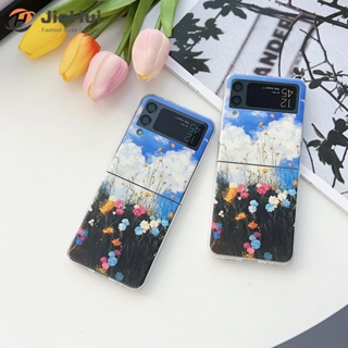 Jiehui เคสโทรศัพท์มือถือ ลายภาพวาดสีน้ํามัน แฟชั่น สําหรับ Samsung Z Flip4 Z Flip3