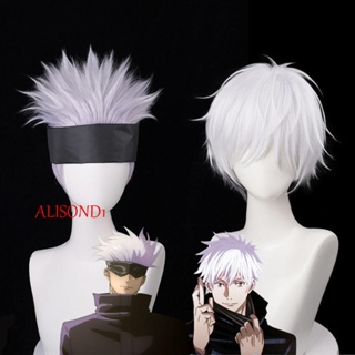 Alisond1 วิกผมคอสเพลย์ Satoru Gojo Jujutsu Kaisen ผมสังเคราะห์สีเทา