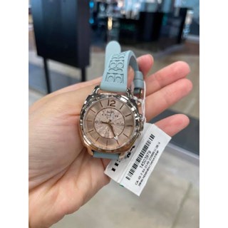 (ผ่อน0%) นาฬิกา Coach BOYFRIEND WOMENS WATCH หน้สปัดหลม 34MM 14503979  สายซิลิโคนสีฟ้ารุ่นใหม่ ปั๊มลายโลโก้   สายสีฟ้า