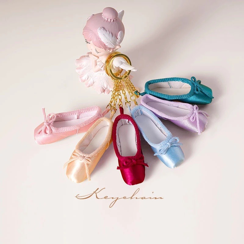 พวงกุญแจ Handmade Mini ซาติน Pointe รองเท้าพวงกุญแจบัลเล่ต์อุปกรณ์เสริมน่ารักกระเป๋าจี้