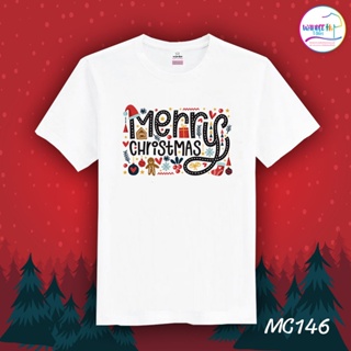 เสื้อยืดคริสต์มาส เสื้อคริสต์มาส Christmas &amp; Happy new year กวางเรนเดียร์ ลายการ์ตูนซานตาคลอสมี เสื้อปีใหม่ LD-6