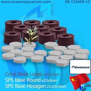 VastOcean SPS Base / Coral Base 10pcs ฐานแฟรก ฐานเพาะพันธุ์ปะการัง เซรามิค PBS พลาสติก ฐานปะการัง ฐานกลม ฐานเหลี่ยม frag