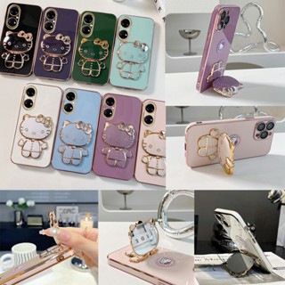 เคสโทรศัพท์มือถือ แบบนิ่ม ลายคิตตี้ มันวาว มีกระจก สําหรับ OPPO A16 A16k A16e A55 A54 A15 A15s A53 A33 A52 A92