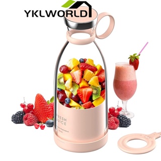 YKLWORLD 350ml เครื่องปั่นแบบพกพา เครื่องปั่นน้ําผลไม้ไฟฟ้า 2 ใบมีด คั้นน้ำผลไม้ไร้สาย เครื่องคั้นน้ำผลไม้ การชาร์จแบบไร้สาย กันน้ํา มัลติฟังก์ชั่น