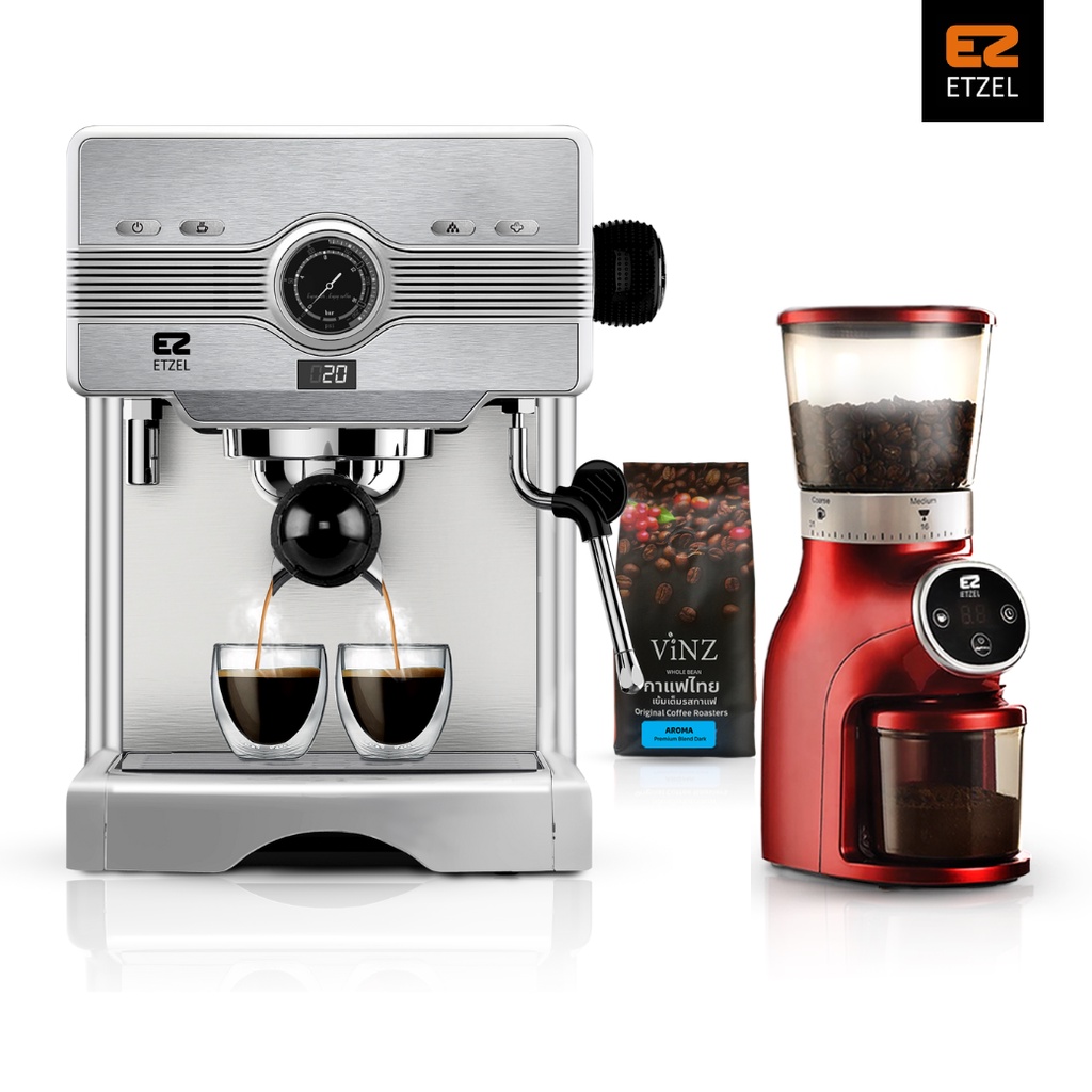 ส่งฟรี! Professional Setสำหรับเปิดร้าน เครื่องชงกาแฟETZEL SN603 + เครื่องบดเมล็ดกาแฟSN9401D ฟรีเมล็ด