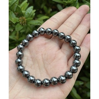 Natural Hematite Bead Bracelet, Genuine Round Beaded Healing Crystal Bracelet Men Women Stretchy Bracelet