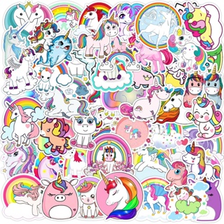 ✨พร้อมส่ง✨unicorn ยูนิคอร์น STICKER 50แผ่น กันน้ำ สติ๊กเกอร์ ใช้ซ้ำได้ กระโปรงหลังรถ โทรศัพท์มือถือ