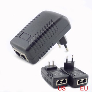 อะแดปเตอร์สวิตช์หัวฉีดพาวเวอร์ซัพพลาย DC 48V 0.5A 24W POE ปลั๊ก US EU สําหรับกล้อง IP Wifi POE E14