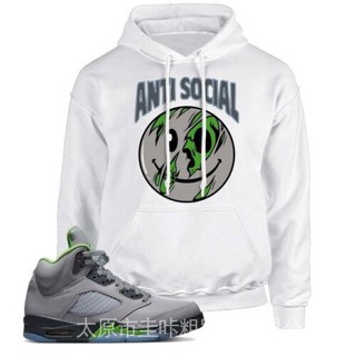 เสื้อกันหนาว มีฮู้ด แบบสวมหัว ป้องกัน Unisex ถึง Match Jordan 5 "Green Bean" DOLV