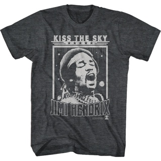 Kiss The Sky Jimi Hendrix T-Shirt เสื้อวินเทจผญ เสื้อยืดเข้ารูป