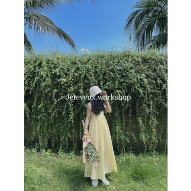 Pass เดรสคล้องคอจับจีบยาว by Jeteveux (มีฟีบ)