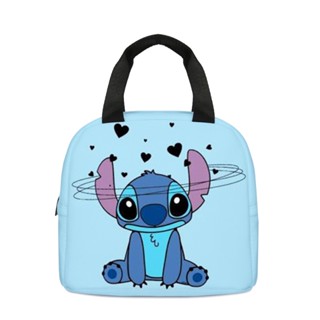 ใหม่ กระเป๋าอาหารกลางวัน ลายการ์ตูน Stitch น่ารัก แบบพกพา สําหรับเด็ก