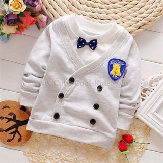 TLB-768 เสื้อแขนยาวเด็กชาย sweater สีขาวเทา Size-80 (9-12 เดือน)