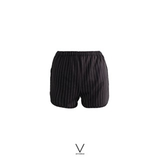 SS2022/1 PINSTRIPE SHORT กางเกงว่ายน้ำขาสั้นมีซันในเป็น กกน ด้านใน ผ้าหนา กัน UV UPF 50+