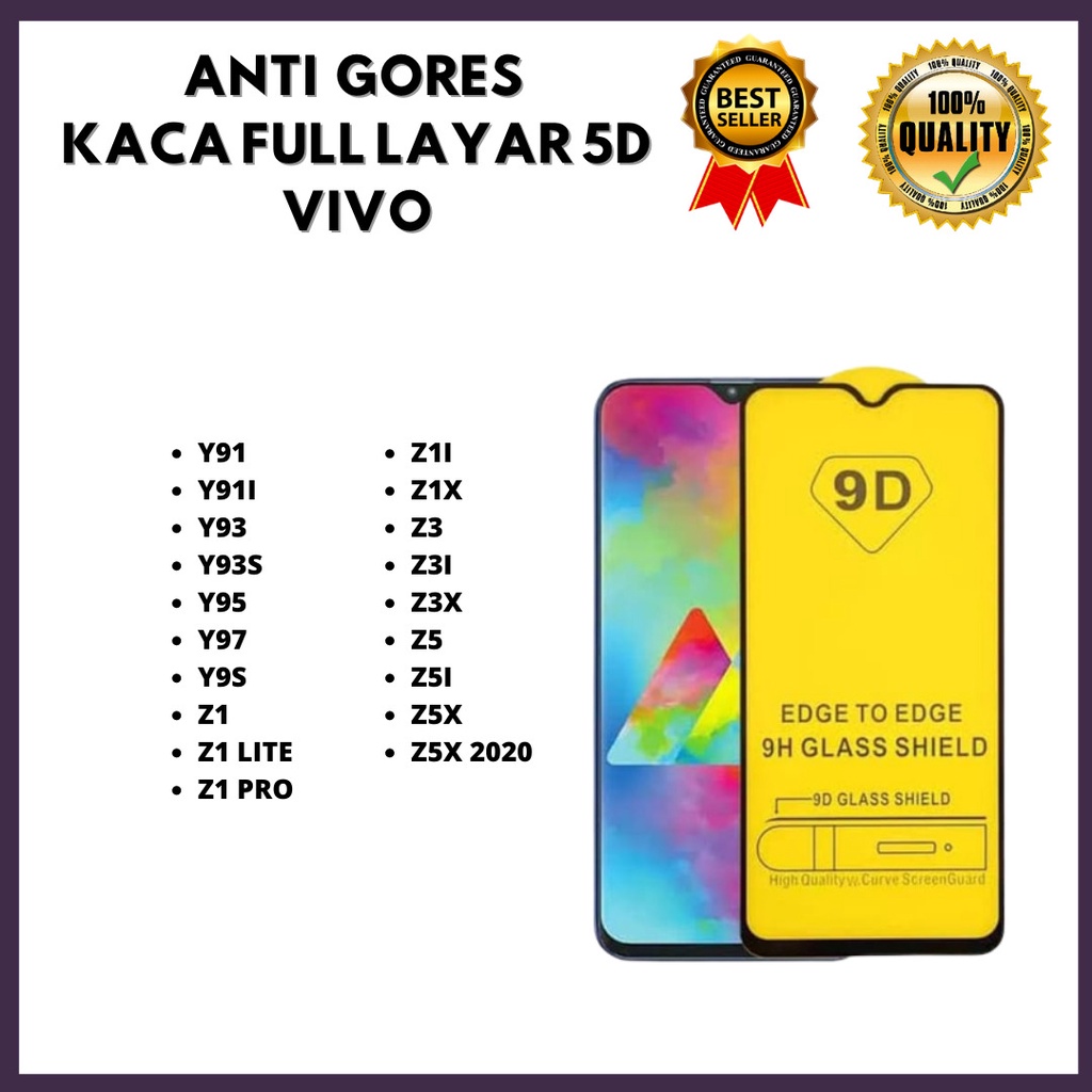 ฟิล์มกระจกนิรภัย 5D VIVO Y91-Y91I-Y93-Y93S-Y95-Y97-Y9S-Z1-Z1 LITE-Z1 PRO-Z1I-Z1X-Z3X-Z5X-Z5X-Z3X-Z5X