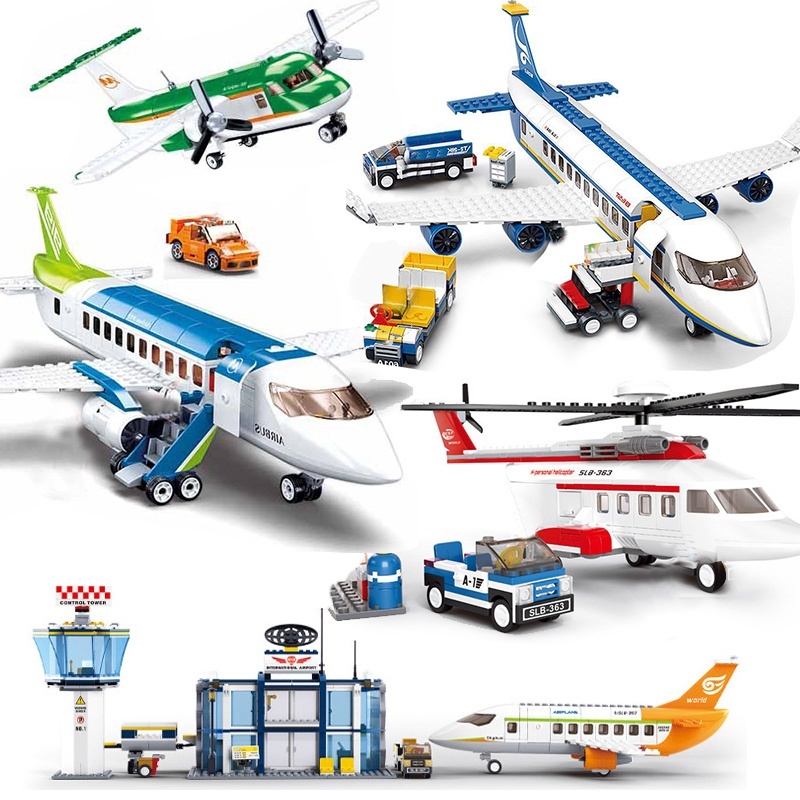 LEGO City เครื่องบินเครื่องบินโดยสารชุดเพื่อน Terminal Airport Station ชุดเฮลิคอปเตอร์รุ่นบล็อกอาคาร