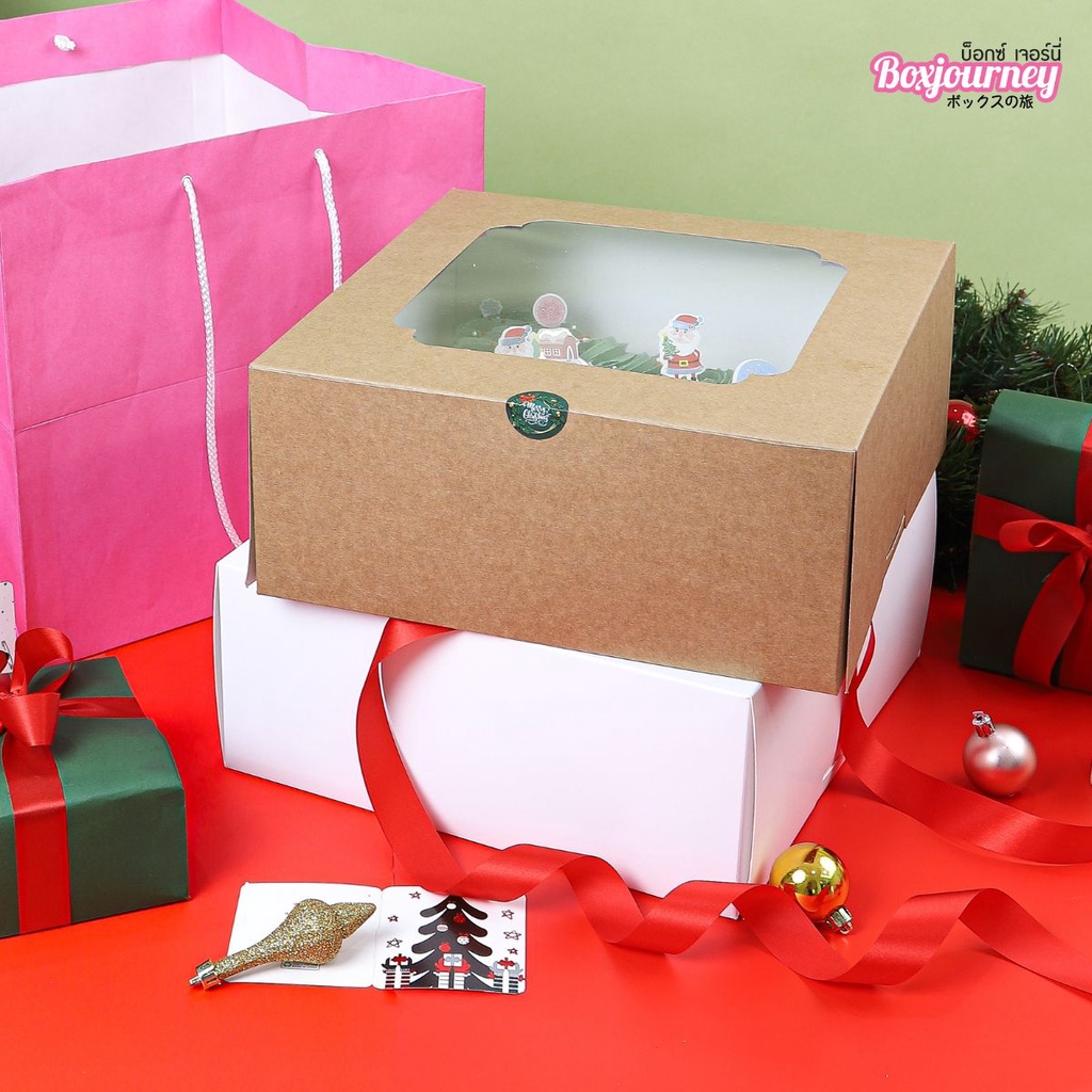 Boxjourney กล่องเค้กปอนด์ไซส์ใหญ่ 4-7 ปอนด์ ปอนด์ (10 ใบ/แพ็ค)