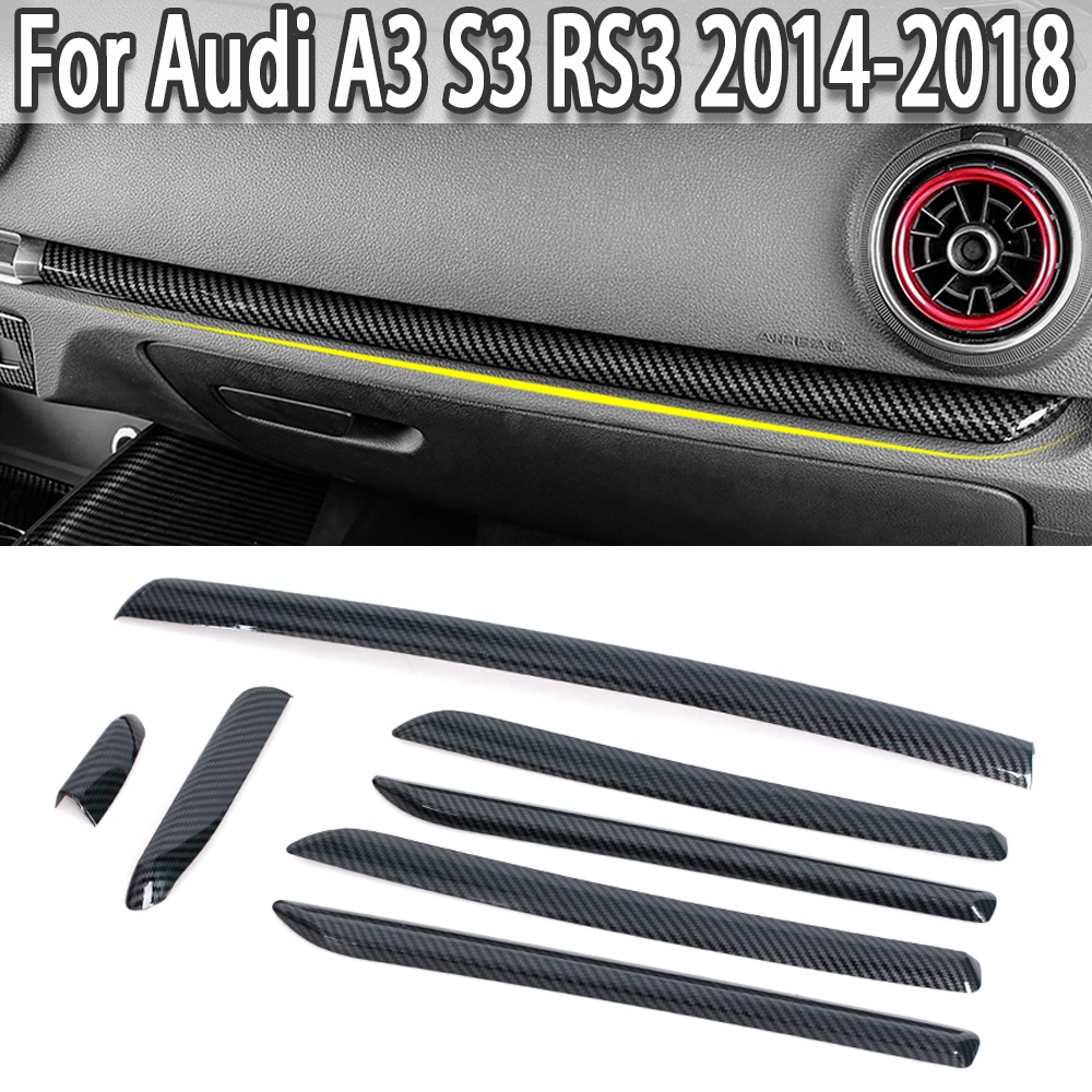 Car LHD Center Console Door Panel Carbon Fiber Trim ABS For Audi A3 S3 RS3 20142018 Interior