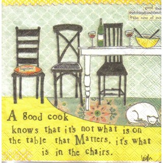 Pladao Napkin ภาพคำคม A Good Cook Knows กระดาษ แนพกิ้น สำหรับงานศิลปะ เดคูพาจ decoupage ขนาด M 25x25