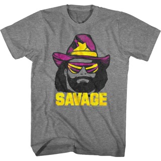 Savage Macho Man T-Shirt เสื้อยืดผู้หญิง เสื้อยืด เสื้อยีด