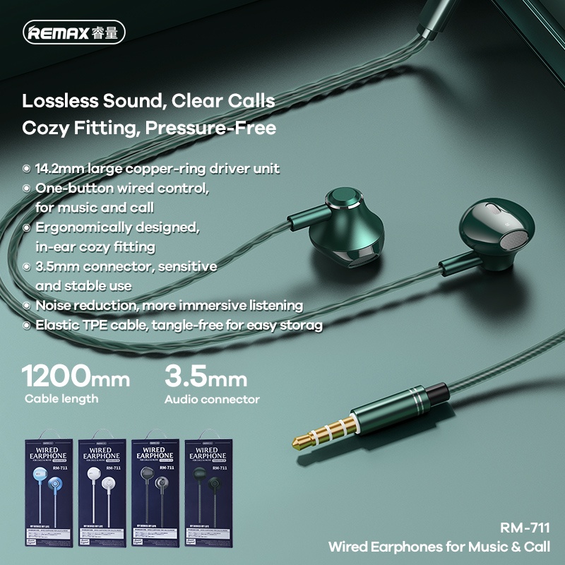 Remax RM-711 ชุดหูฟังแบบมีสาย AUX 3.5 มม.หูฟังคอมเล่นเกม หูฟังมีไมค์ หู ...