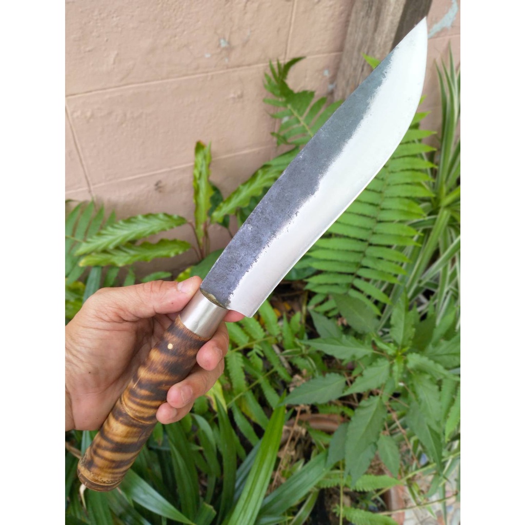 มีดเหน็บ มีดอีเหน็บ อีเหน็บ (E-Nep) มีดแคมป์ มีดเดินป่า ใบ 7.7” Sup9 ตีร้อนชุบแข็ง ผิวไฟ ด้ามไม้ไผ่ร