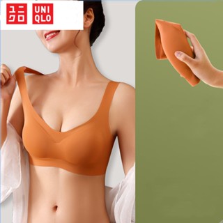 Uniqlo ใหม่ ชุดชั้นในวันพีช ไร้รอยต่อ ใส่สบาย ไร้โครงเหล็ก ด้านหลัง และหน้าอก สําหรับเด็กผู้หญิง