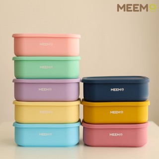 MEEM กล่องอาหารซิลิโคน แบ่ง 3 ช่อง พร้อมฝาปิด กล่องเก็บอาหารเด็ก กล่องข้าวเบนโตะ กล่องข้าวเด็ก