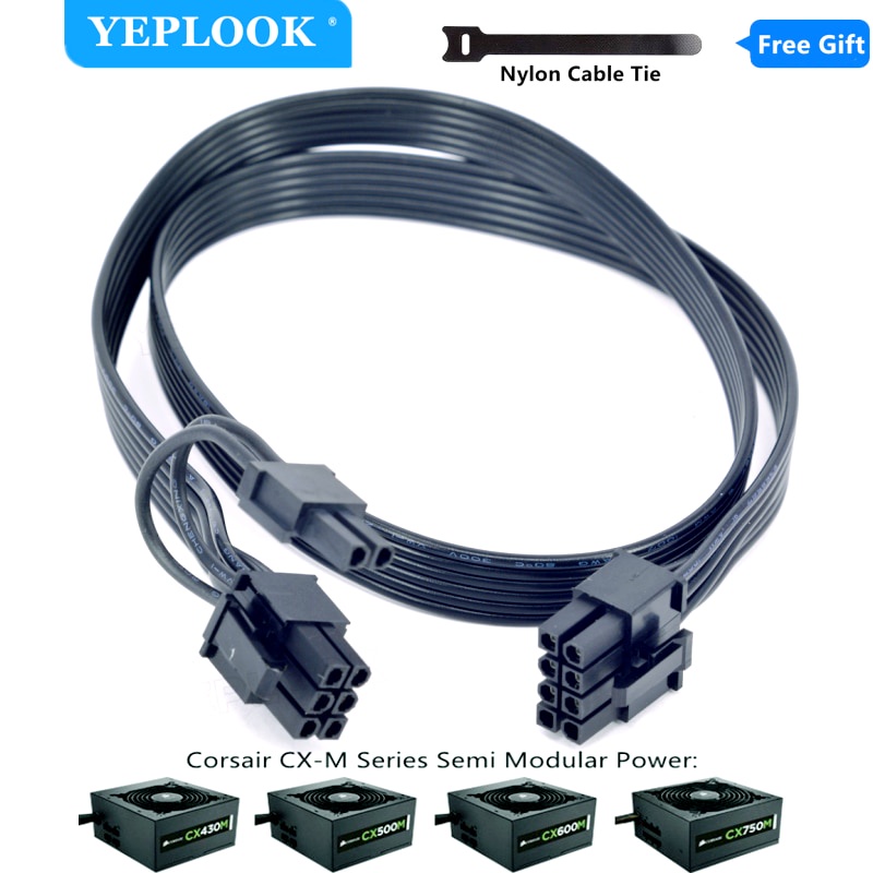 PCIe 8Pin ถึง 8Pin 6 + 2Pin สาย GPU สําหรับ Corsair PSU Modular CX-M CX850M CX750M CX600M CX500M CX4