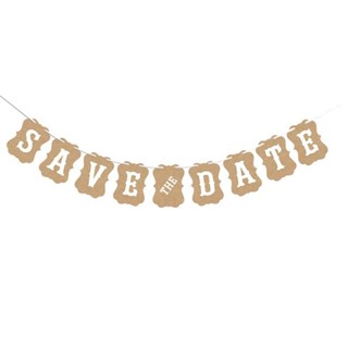 ธงถ่ายพรีเวดดิ้ง SAVE THE DATE Kraft Paper Bunting Flag